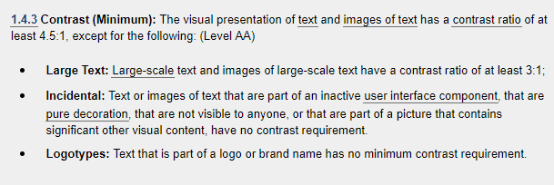 Difficult to understand colour accessibility guidelines